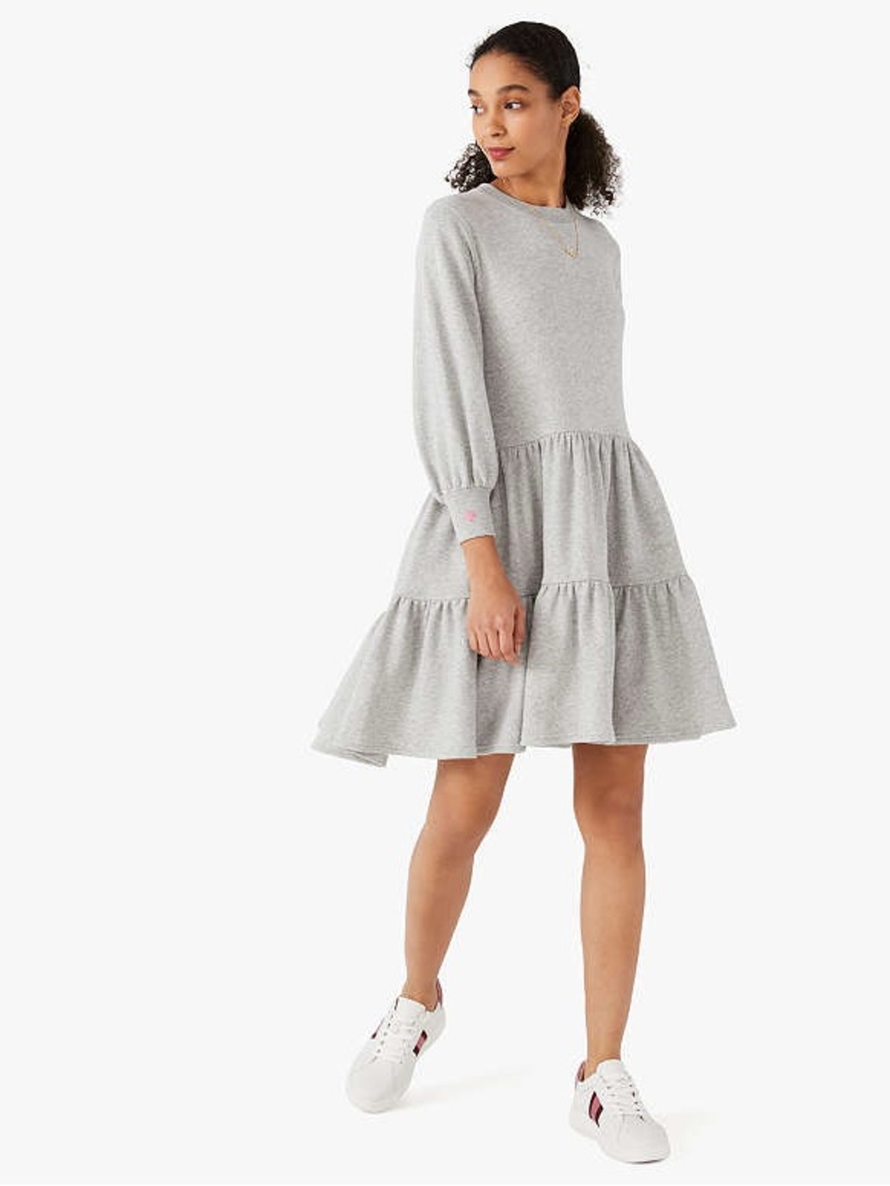 359. Kate Spade Light Gray Tiered Long Sleeve Dress